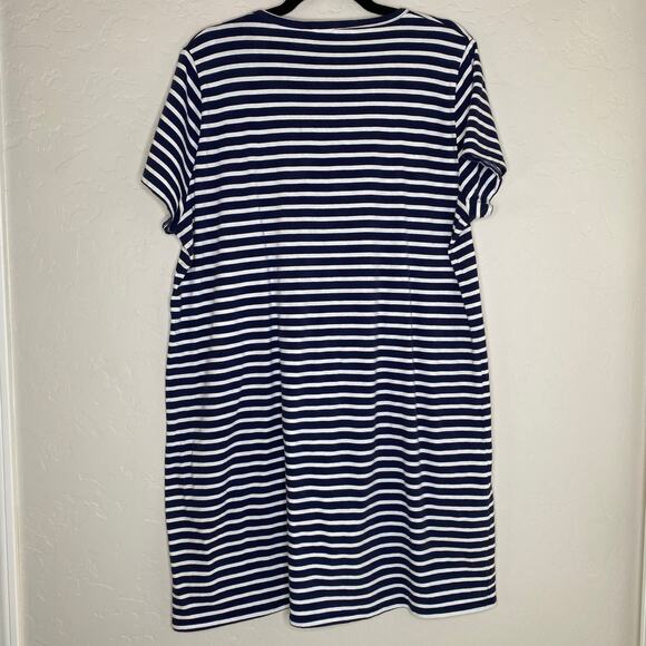 J. Crew Blue and White Nautical Striped 100% Cotton T Shirt Dress Size XL - Picture 9 of 10